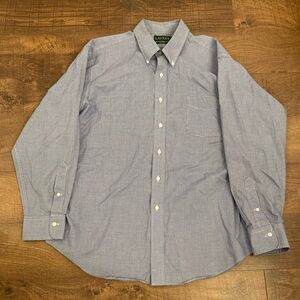 Lauren Ralph Lauren Men's Blue White Gingham Casual ButtonUp Shirt Men’s Neck 18